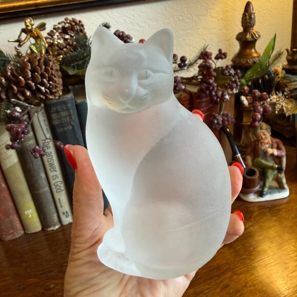 1985 Swedish Frosted Art Glass Cat - Picture 14 of 15